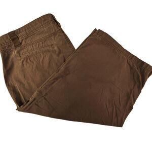 Kim Rogers High Waisted Capri Cargo Cropped Pants Size 12 Brown 100% Cotton